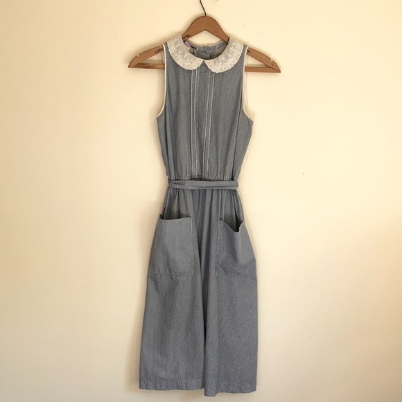 Vintage Button Down Blue Gingham Dress - Picture 2 of 7